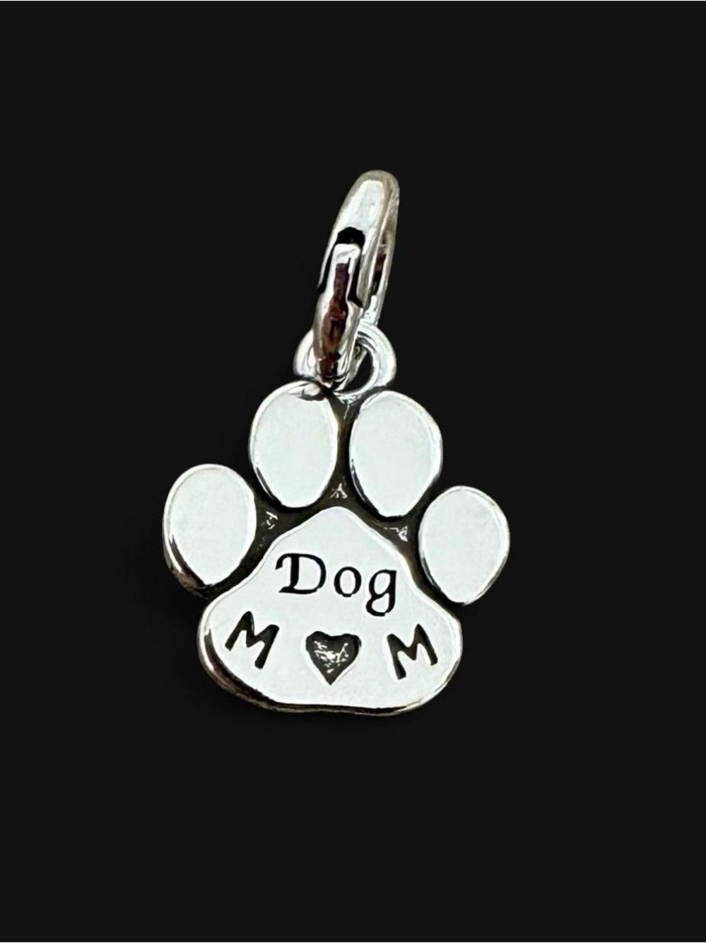 Silver Plated ‘Dog Mom' Paw Charm Pendant -